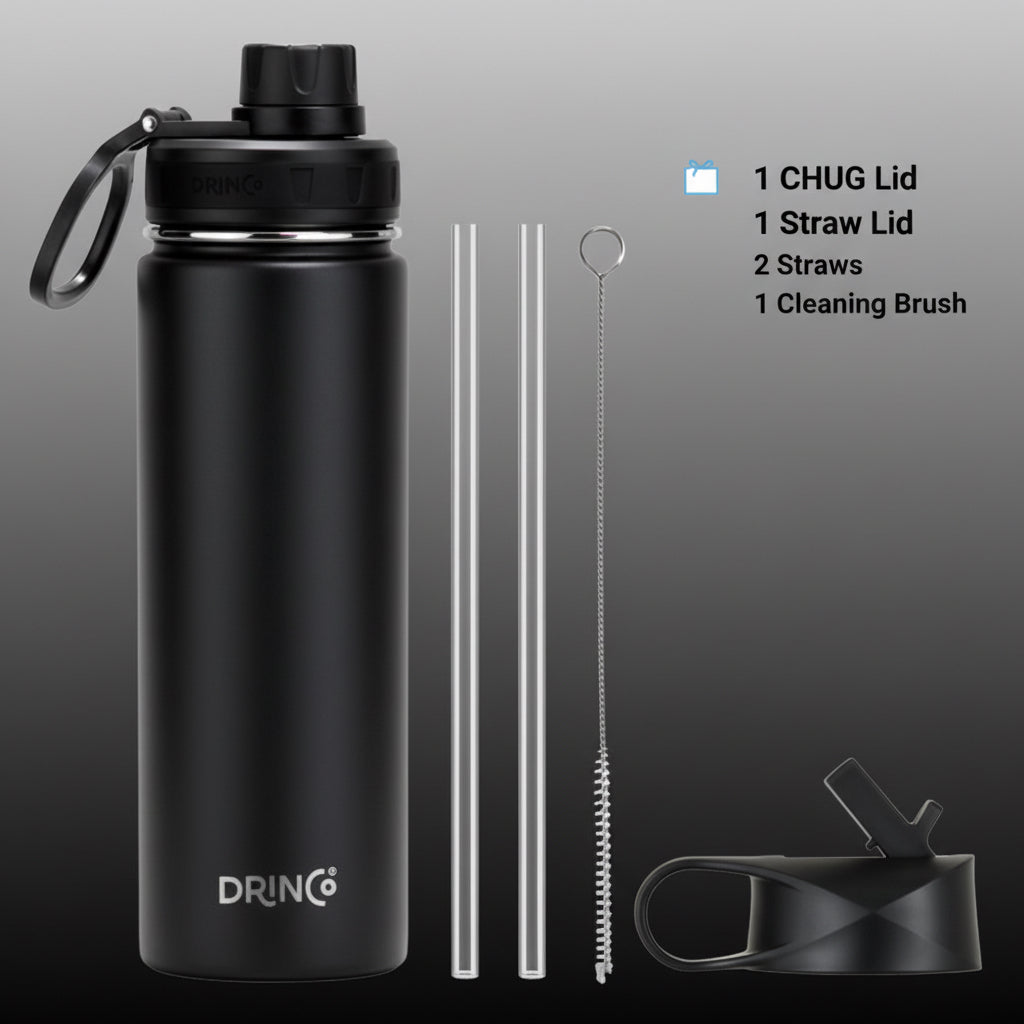 DRINCO® 22oz Stainless Steel Sport Water Bottle - Black