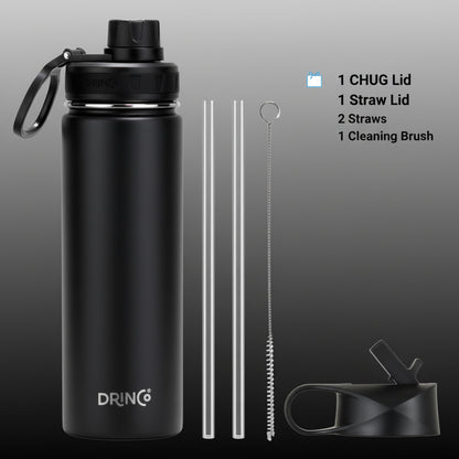 DRINCO® 22oz Stainless Steel Sport Water Bottle - Black