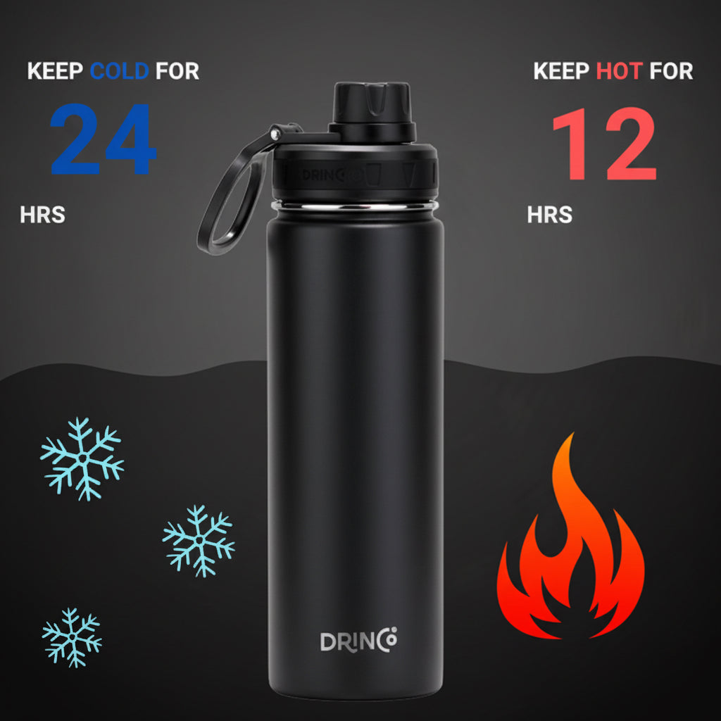DRINCO® 22oz Stainless Steel Sport Water Bottle - Black